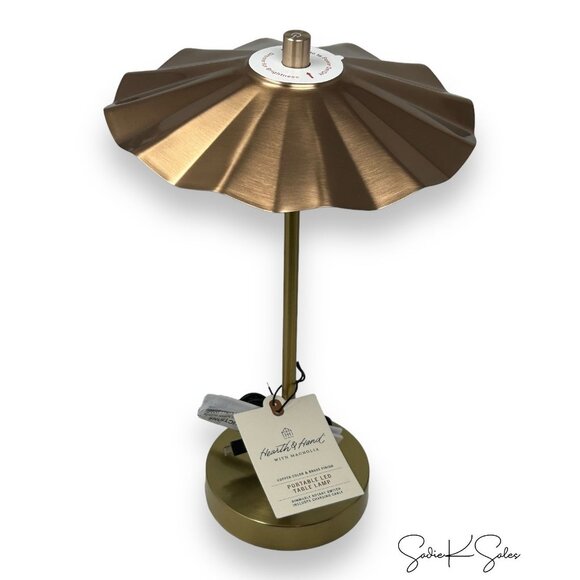 13" Brass Scalloped Shade Portable Table Lamp - Hearth & Hand Magnolia, Target - Picture 9 of 11